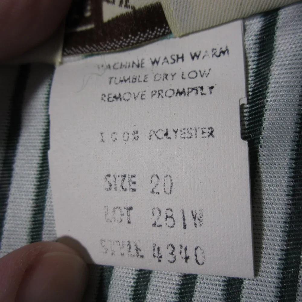 Vtg Sears Jacket‎ Womens 20 Aqua White Stripe Floral Sheer Open Front Retro Glam